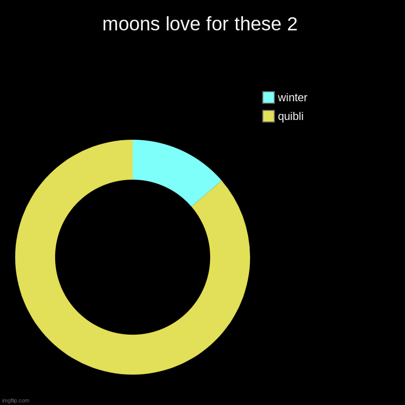 moons love (hopefully i don't start a conflict) | moons love for these 2 | quibli, winter | image tagged in charts,donut charts | made w/ Imgflip chart maker