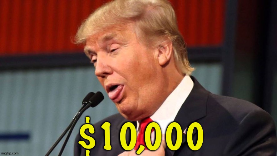 Trump got fined, and next time it'll be worse | $10,000 | image tagged in stupid trump | made w/ Imgflip meme maker