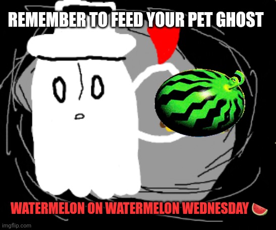 Ghost facts | REMEMBER TO FEED YOUR PET GHOST; WATERMELON ON WATERMELON WEDNESDAY 🍉 | image tagged in ghost,important,ghost week | made w/ Imgflip meme maker