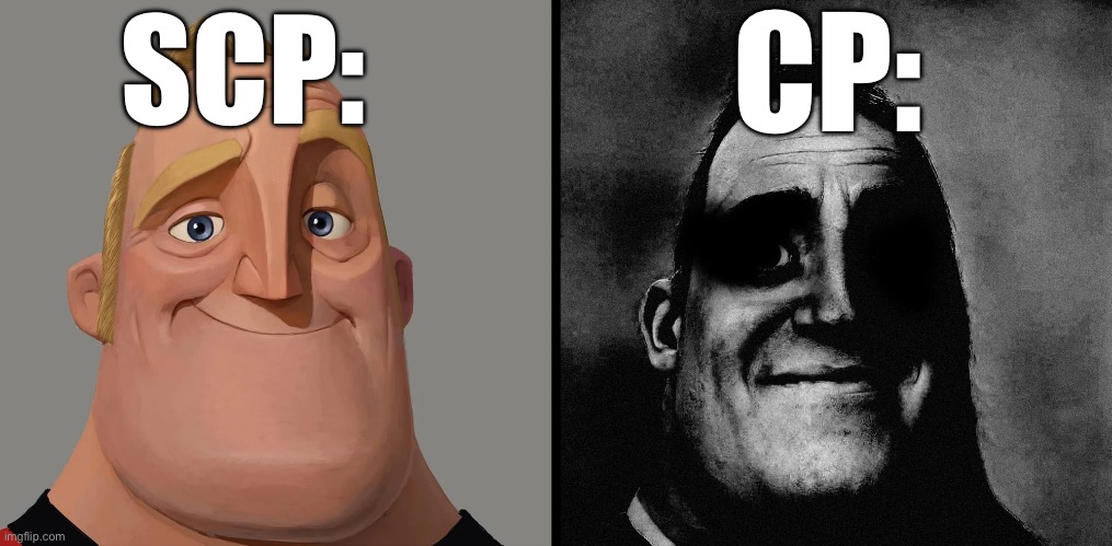 Mr Incredible light and dark | CP:; SCP: | image tagged in mr incredible light and dark | made w/ Imgflip meme maker