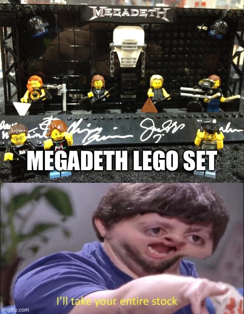 They even have little figures in the pit | MEGADETH LEGO SET | image tagged in i'll take your entire stock | made w/ Imgflip meme maker