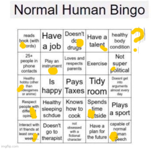 am very. normal human man. | image tagged in normal human bingo | made w/ Imgflip meme maker