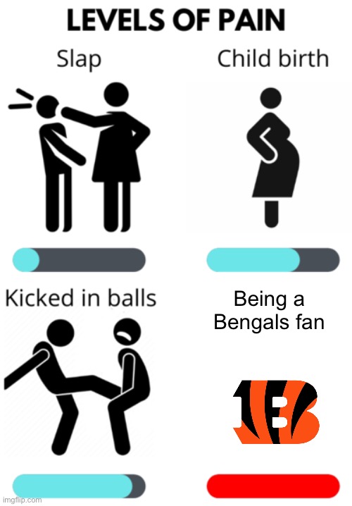 It hurts. | Being a Bengals fan | image tagged in levels of pain,bengals,nfl football | made w/ Imgflip meme maker