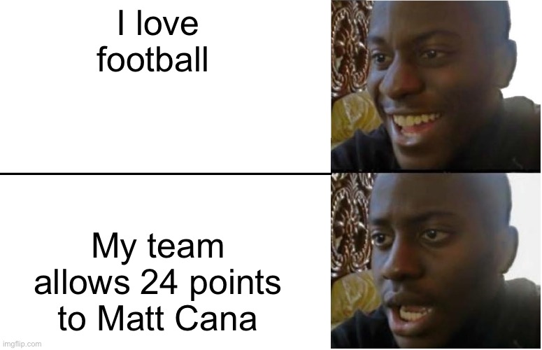 Evil refs | I love football; My team allows 24 points to Matt Canada | image tagged in disappointed black guy,nfl,steelers,rams | made w/ Imgflip meme maker
