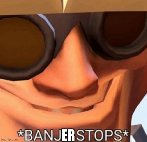 *BANJER STOPS* | ER | image tagged in banjo stops | made w/ Imgflip meme maker