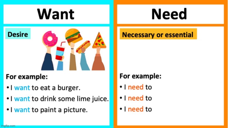 Want and need | image tagged in want and need | made w/ Imgflip meme maker