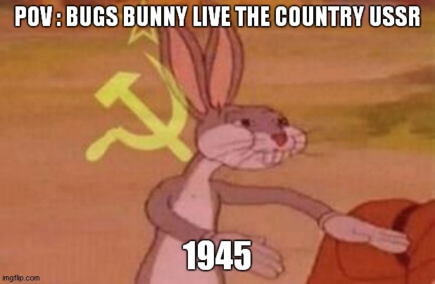 pov: bugs bunny live the country ussr in 1945 | POV : BUGS BUNNY LIVE THE COUNTRY USSR; 1945 | image tagged in our | made w/ Imgflip meme maker