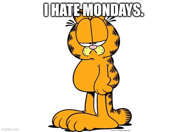 Grumpy Garfield | I HATE MONDAYS. | image tagged in grumpy garfield | made w/ Imgflip meme maker