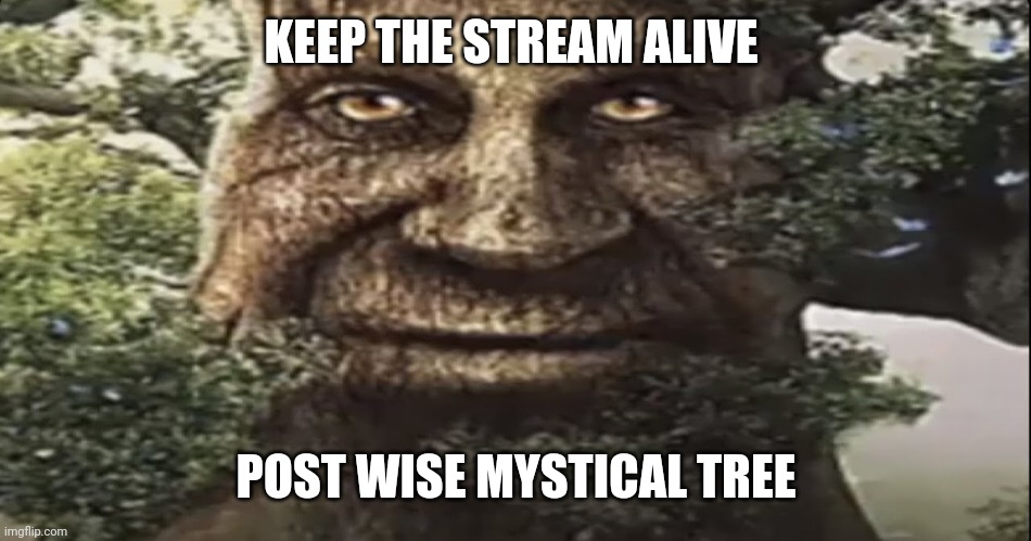 Wise mystical tree | KEEP THE STREAM ALIVE; POST WISE MYSTICAL TREE | image tagged in wise mystical tree | made w/ Imgflip meme maker
