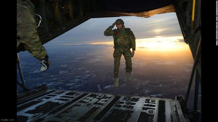 Military Skydive Solute | image tagged in military skydive solute | made w/ Imgflip meme maker