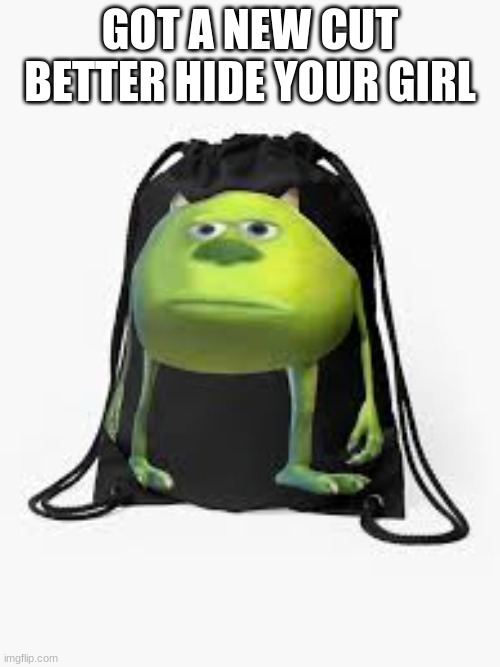 rizz | GOT A NEW CUT BETTER HIDE YOUR GIRL | image tagged in mike wazowski | made w/ Imgflip meme maker