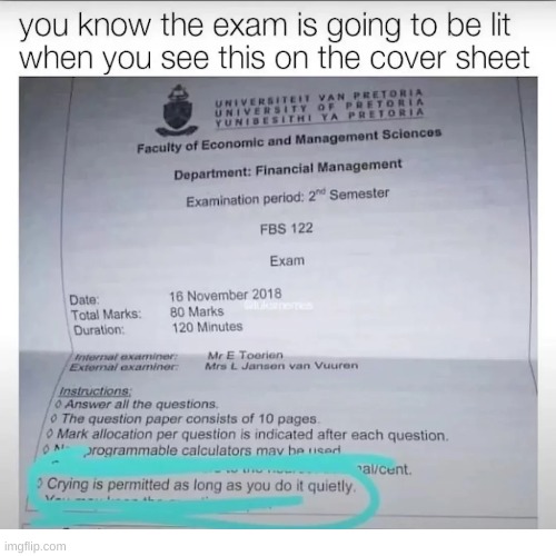 crying is permitted | image tagged in memes,funny memes,exam,repost | made w/ Imgflip meme maker