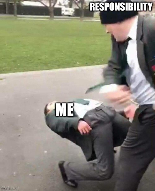 that gay shit & me | RESPONSIBILITY; ME | image tagged in that gay shit me | made w/ Imgflip meme maker