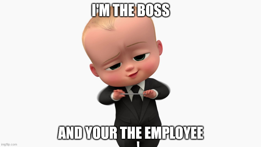 It speaks truth | I'M THE BOSS; AND YOUR THE EMPLOYEE | image tagged in boss baby meme | made w/ Imgflip meme maker