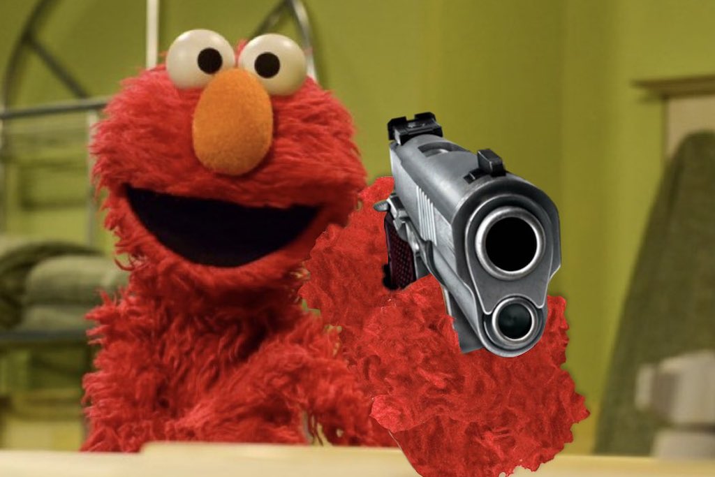 High Quality Elmo with a gun Blank Meme Template