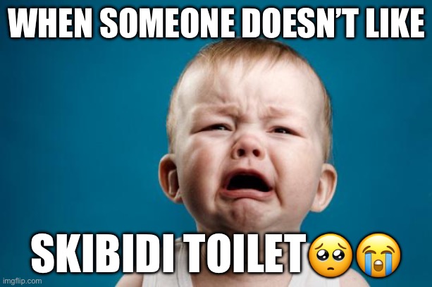 BABY CRYING | WHEN SOMEONE DOESN’T LIKE SKIBIDI TOILET?? | image tagged in baby crying | made w/ Imgflip meme maker