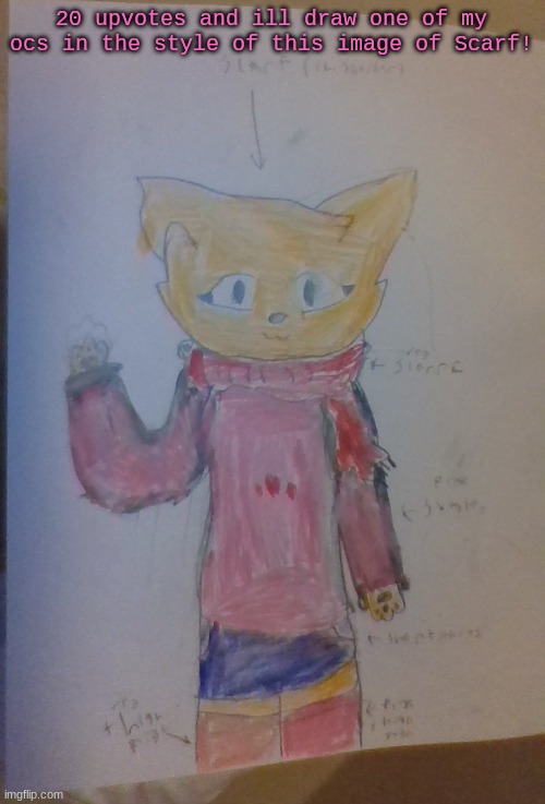 Scarf (Alt Casual Outfit) (Drawn By Scarf) | 20 upvotes and ill draw one of my ocs in the style of this image of Scarf! | image tagged in scarf alt casual outfit drawn by scarf | made w/ Imgflip meme maker