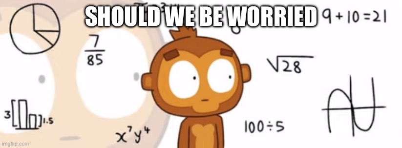 Bloons TD6 Monkey doing Math | SHOULD WE BE WORRIED | image tagged in bloons td6 monkey doing math | made w/ Imgflip meme maker