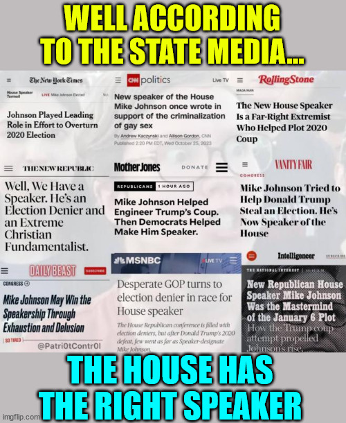 When their propaganda machine whines... American wins... | WELL ACCORDING TO THE STATE MEDIA... THE HOUSE HAS THE RIGHT SPEAKER | image tagged in democrat,rino,fake news,media,not happy | made w/ Imgflip meme maker