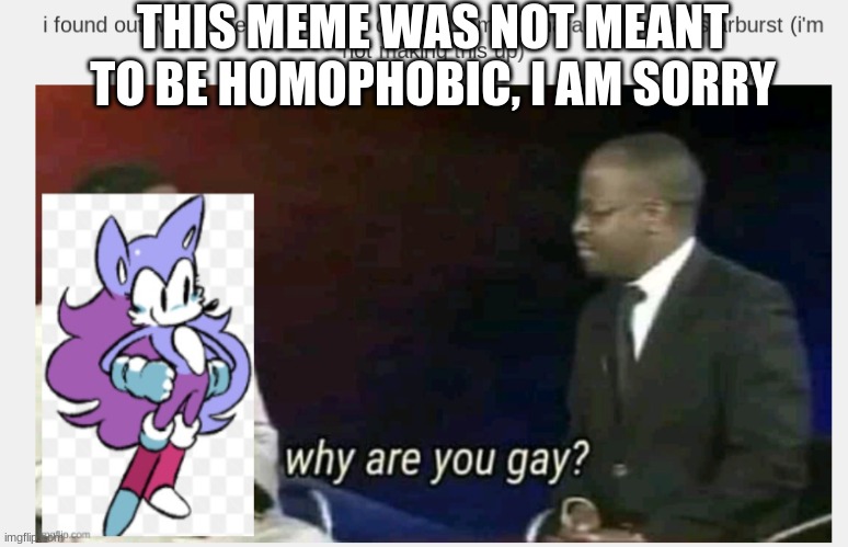 sorry | THIS MEME WAS NOT MEANT TO BE HOMOPHOBIC, I AM SORRY | image tagged in memes,apology,fnf,sonic exe | made w/ Imgflip meme maker