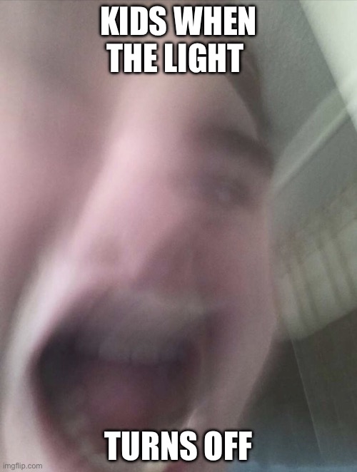 Is Freddy coming | KIDS WHEN THE LIGHT; TURNS OFF | image tagged in screaming face,light,spooky,memes,bedtime,lolz | made w/ Imgflip meme maker