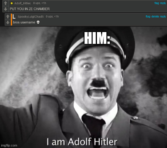 HIM: | image tagged in i am adolf hitler | made w/ Imgflip meme maker