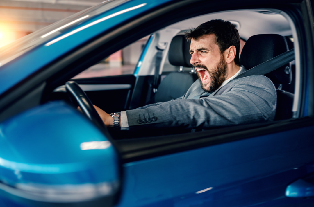 Man Screaming In Car Blank Meme Template