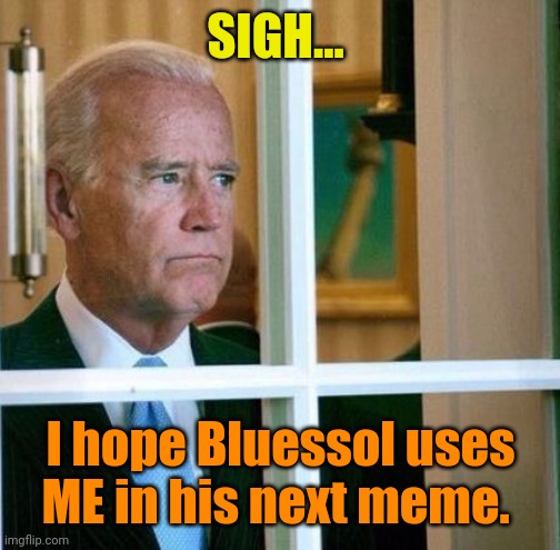 Sad Joe Biden | SIGH... I hope Bluessol uses ME in his next meme. | image tagged in sad joe biden | made w/ Imgflip meme maker