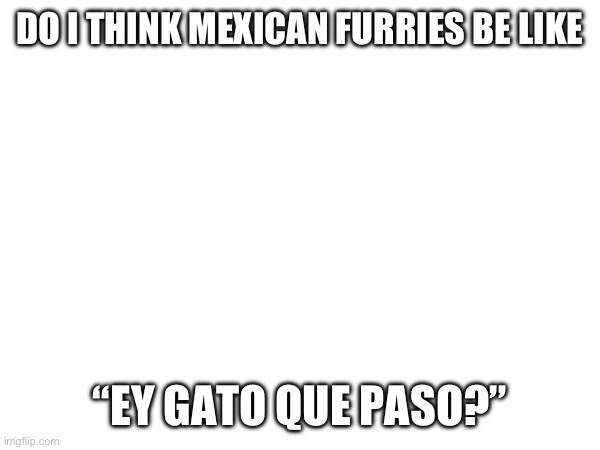 Does anyone get it | DO I THINK MEXICAN FURRIES BE LIKE; “EY GATO QUE PASO?” | made w/ Imgflip meme maker