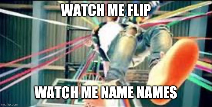 Watch Me Whip | WATCH ME FLIP; WATCH ME NAME NAMES | image tagged in watch me whip | made w/ Imgflip meme maker