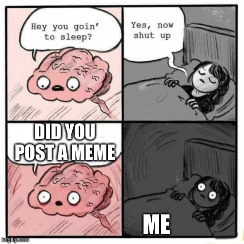 ahhhhhh | DID YOU POST A MEME; ME | image tagged in hey you going to sleep | made w/ Imgflip meme maker