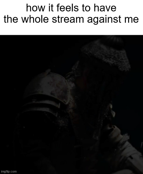 I Am Not Content Under Tyrants | how it feels to have the whole stream against me | image tagged in i am not content under tyrants | made w/ Imgflip meme maker