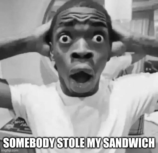 Thats Crazzyyyy | SOMEBODY STOLE MY SANDWICH | image tagged in shocked black guy | made w/ Imgflip meme maker