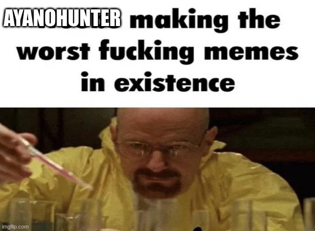 weebs making the worst fucking memes in existance | AYANOHUNTER | image tagged in weebs making the worst fucking memes in existance | made w/ Imgflip meme maker