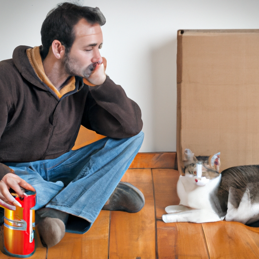 High Quality man looking at cat Blank Meme Template