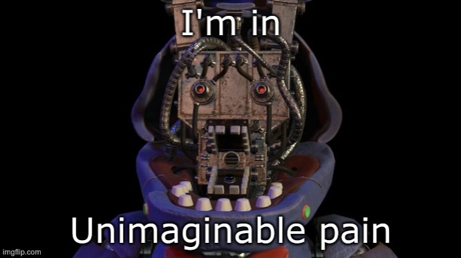 Bonnie during Parts and Service in FNAF VR Help Wanted (Reupload) | image tagged in bonnie,face,pain | made w/ Imgflip meme maker