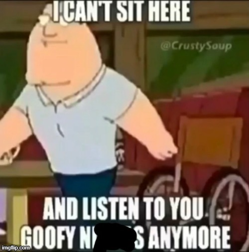 i cant sit here and listen to you goofy ni***s anymore | image tagged in i cant sit here and listen to you goofy ni s anymore | made w/ Imgflip meme maker