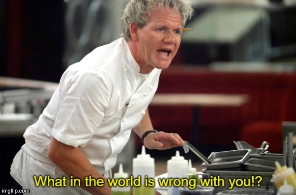High Quality GORDON RAMSAY WHAT IN THE WORLD IS WRONG WITH YOU Blank Meme Template