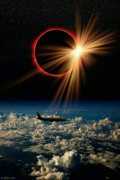 Eclipse flight above the clouds | image tagged in eclipse,flight,clouds,awesome,pic | made w/ Imgflip meme maker