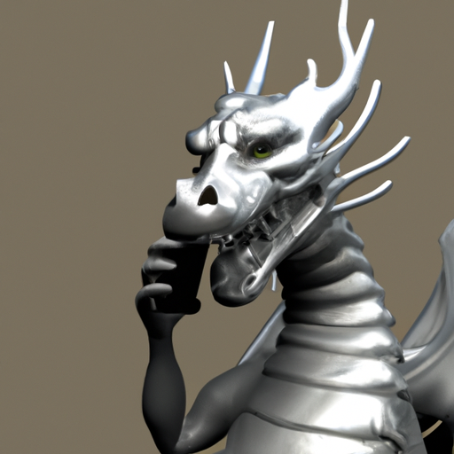 A silver dragon answering a phone Blank Meme Template