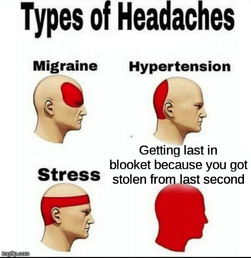Types of Headaches meme | Getting last in blooket because you got stolen from last second | image tagged in types of headaches meme | made w/ Imgflip meme maker