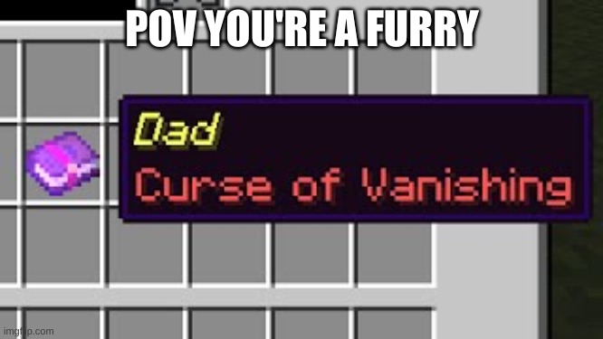 No dad | POV YOU'RE A FURRY | image tagged in dad curse of vanishing | made w/ Imgflip meme maker