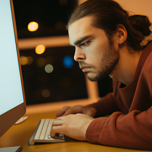 High Quality sad dev with long hair looking at his computer Blank Meme Template