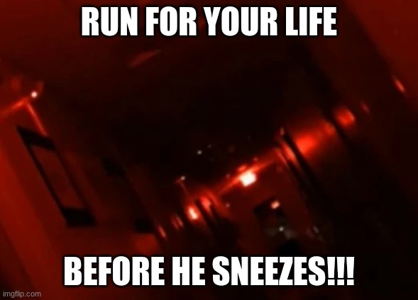 Backrooms Level ! | RUN FOR YOUR LIFE BEFORE HE SNEEZES!!! | image tagged in backrooms level | made w/ Imgflip meme maker