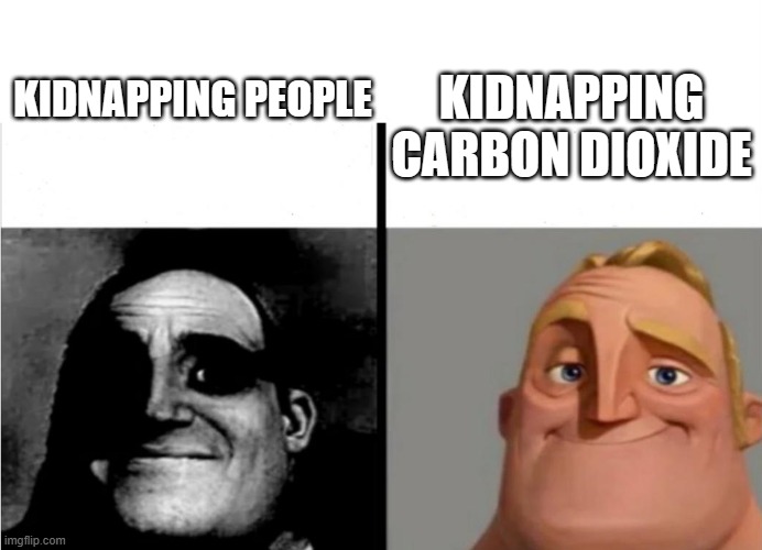 Just a science meme | KIDNAPPING CARBON DIOXIDE; KIDNAPPING PEOPLE | image tagged in teacher s copy mirrored,chemistry,science,carbon | made w/ Imgflip meme maker