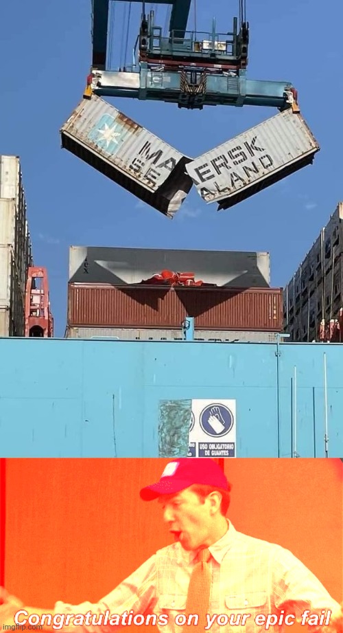 Lifting, torn up all of a sudden | image tagged in congrats on your epic fail,container,lift,you had one job,memes,lifting | made w/ Imgflip meme maker