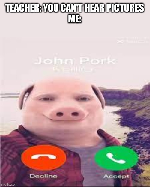 TEACHER: YOU CAN'T HEAR PICTURES
ME: | made w/ Imgflip meme maker
