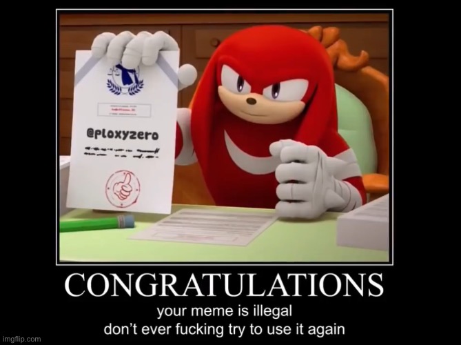 Knuckles makes your meme illegal | image tagged in knuckles makes your meme illegal | made w/ Imgflip meme maker