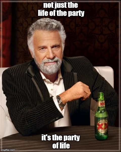 The Most Interesting Man In The World | not just the life of the party it's the party of life | image tagged in memes,the most interesting man in the world | made w/ Imgflip meme maker