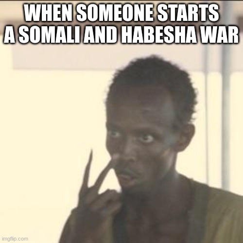 somali vs habesha warr | WHEN SOMEONE STARTS A SOMALI AND HABESHA WAR | image tagged in memes,look at me | made w/ Imgflip meme maker